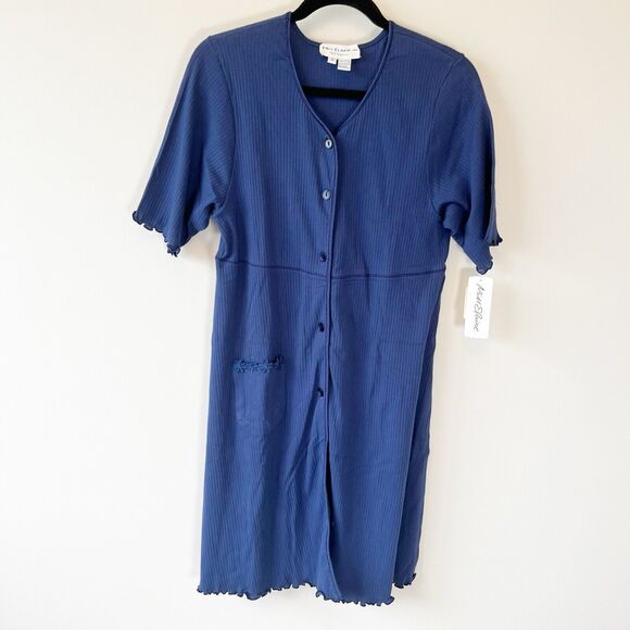 Vintage Miss Elaine Intimates House Dress Nightgown Blue 100% Size Small NWT's - Picture 3 of 8